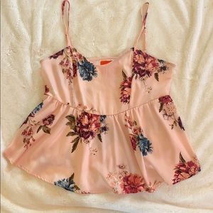 Chelsea and Violet Pink Floral Peplum Top XS